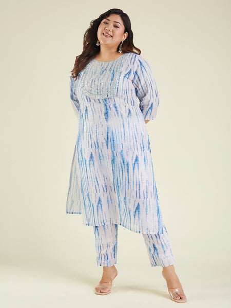 Janasya Light Silk Blend Tie & dye Straight Kurta Set