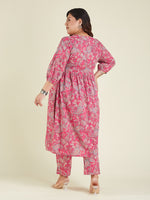 Thumbnail for Janasya Bright Cotton Floral A-Line Kurta Set