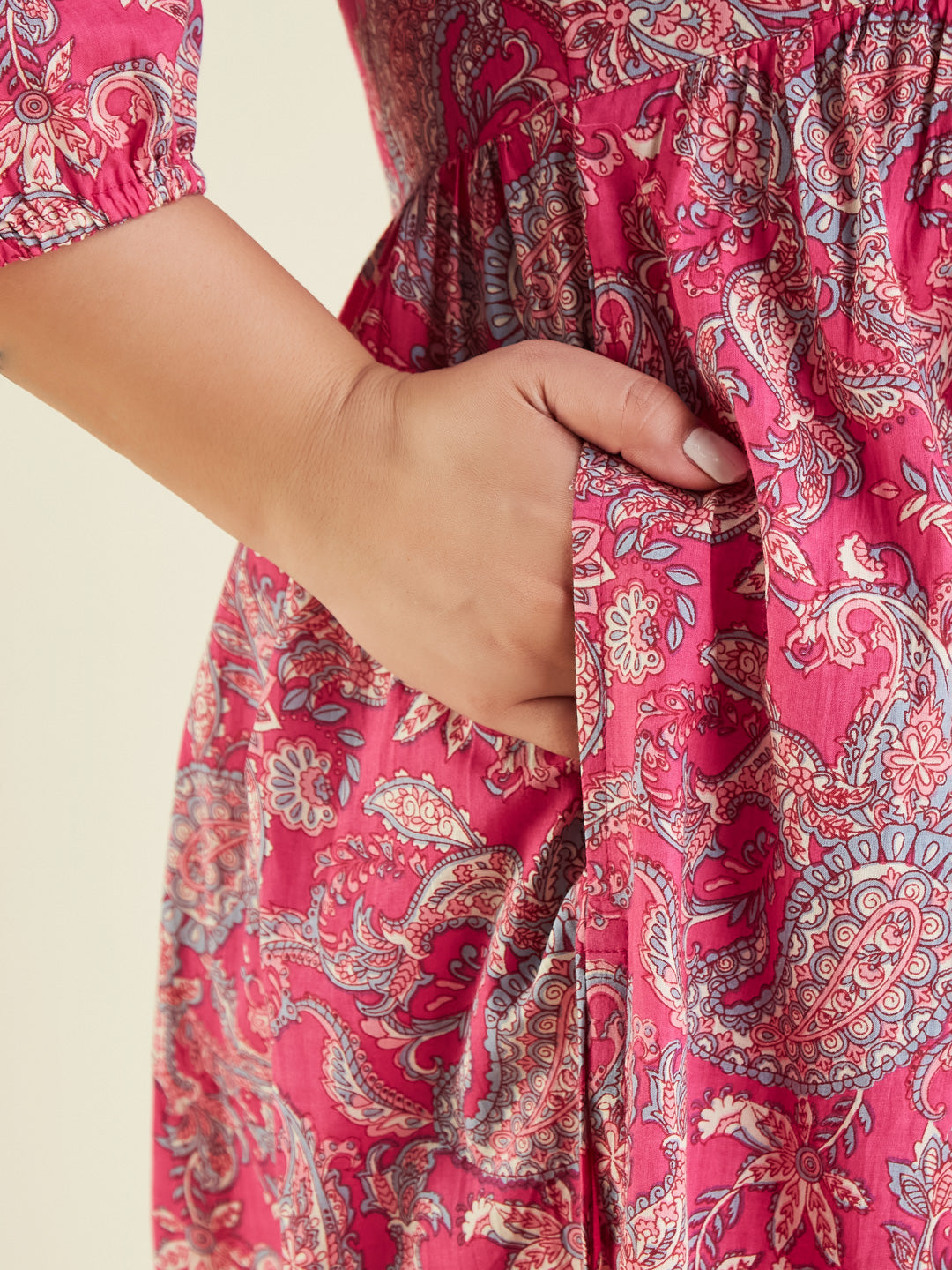 Janasya Bright Cotton Floral A-Line Kurta Set
