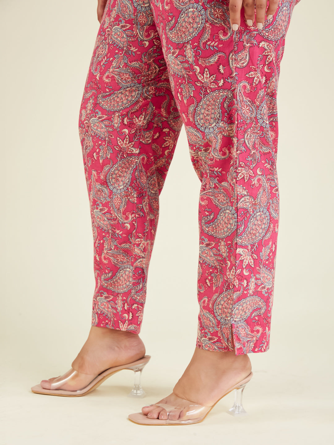 Janasya Bright Cotton Floral A-Line Kurta Set