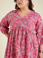 Thumbnail for Janasya Bright Cotton Floral A-Line Kurta Set