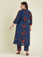 Thumbnail for Janasya Dark Cotton Floral A-Line Kurta Set