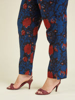 Thumbnail for Janasya Dark Cotton Floral A-Line Kurta Set