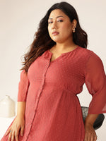 Thumbnail for Janasya Light Dobby Chiffon Self Design A-Line Kurta