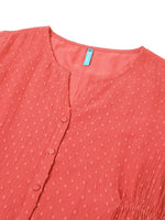 Thumbnail for Janasya Light Dobby Chiffon Self Design A-Line Kurta