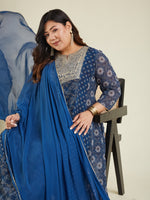 Thumbnail for Janasya Dark Georgette Ajrakh Anarkali Kurta Set