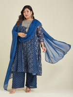 Thumbnail for Janasya Dark Georgette Ajrakh Anarkali Kurta Set