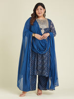 Thumbnail for Janasya Dark Georgette Ajrakh Anarkali Kurta Set