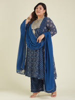 Thumbnail for Janasya Dark Georgette Ajrakh Anarkali Kurta Set