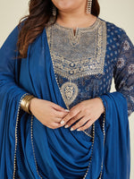 Thumbnail for Janasya Dark Georgette Ajrakh Anarkali Kurta Set