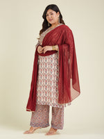 Thumbnail for Janasya Light Georgette Yoke Embroidery A-Line Kurta Set