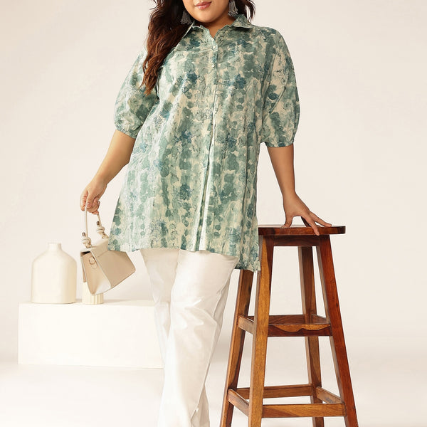 Janasya Dark Cotton Tie & dye Straight Tunic