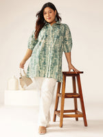 Thumbnail for Janasya Dark Cotton Tie & dye Straight Tunic