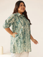 Thumbnail for Janasya Dark Cotton Tie & dye Straight Tunic
