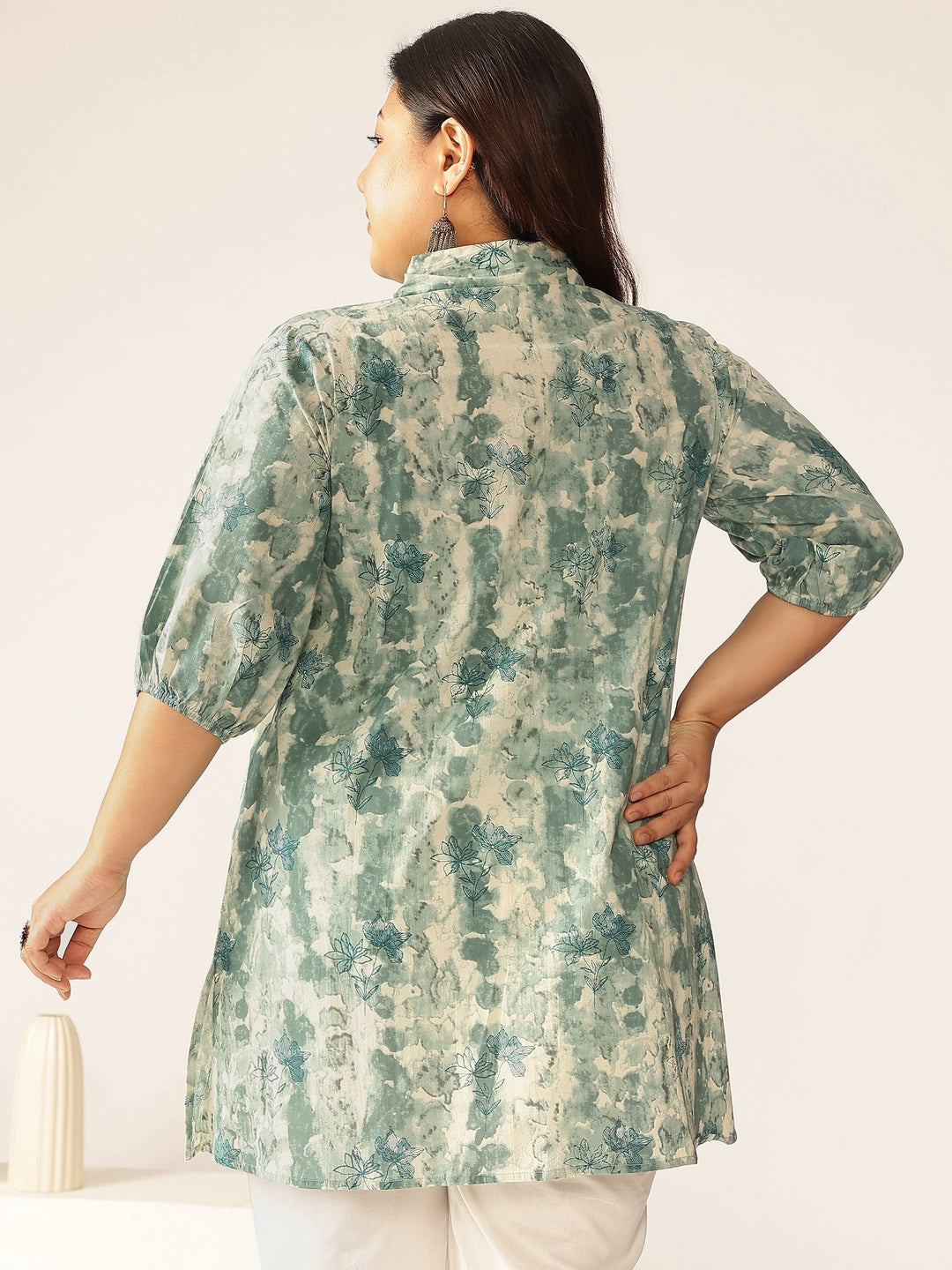 Janasya Dark Cotton Tie & dye Straight Tunic
