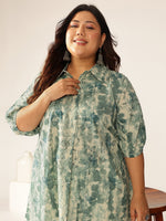 Thumbnail for Janasya Dark Cotton Tie & dye Straight Tunic