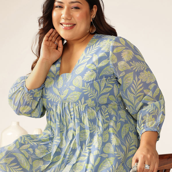 Janasya Bright Georgette Tropical A-Line Tunic