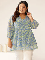 Thumbnail for Janasya Bright Georgette Tropical A-Line Tunic