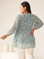 Thumbnail for Janasya Bright Georgette Tropical A-Line Tunic