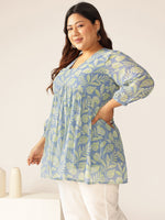 Thumbnail for Janasya Bright Georgette Tropical A-Line Tunic