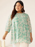 Thumbnail for Janasya Light Georgette Floral A-Line Tunic