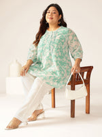 Thumbnail for Janasya Light Georgette Floral A-Line Tunic