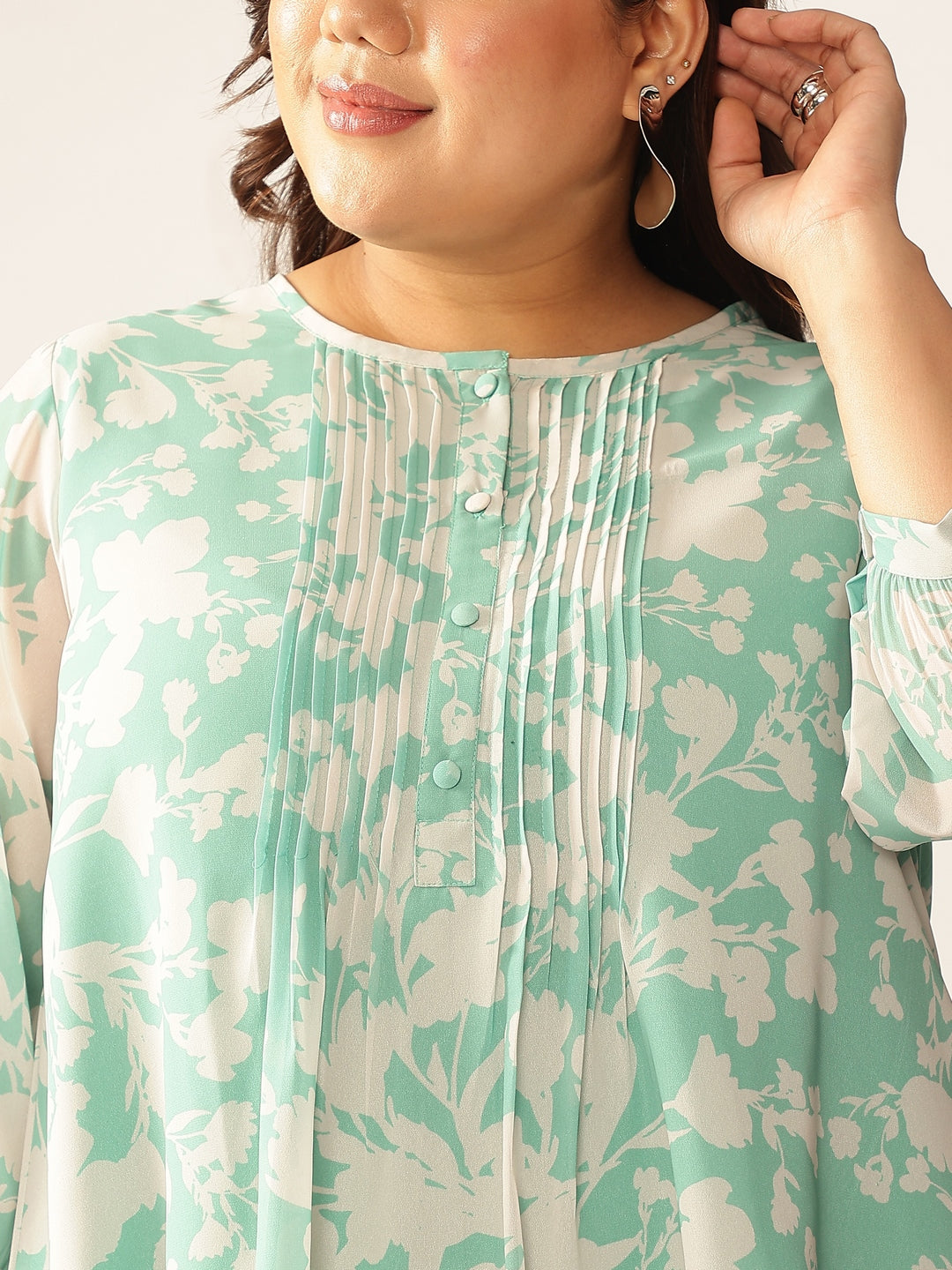 Janasya Light Georgette Floral A-Line Tunic