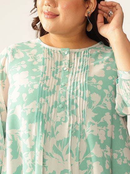 Janasya Light Georgette Floral A-Line Tunic - Distacart