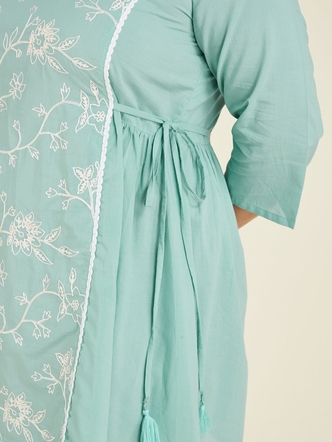 Janasya Bright Cotton Embroidered A-Line Tunic