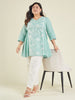 Janasya Bright Cotton Embroidered A-Line Tunic - Distacart