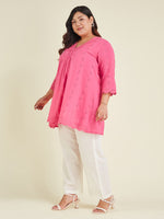 Thumbnail for Janasya Bright Cotton Schiffli A-Line Tunic