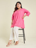 Thumbnail for Janasya Bright Cotton Schiffli A-Line Tunic