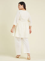 Thumbnail for Janasya Light Cotton Schiffli A-Line Tunic