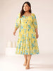 Janasya Yellow Tiered Georgette Dress - Dista