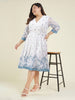 Janasya White Fit & Flare Dobby Georgette Dress - Dista