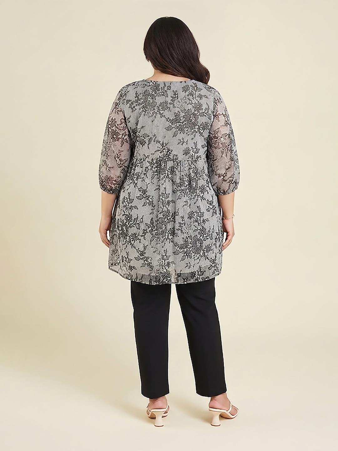Janasya White A-Line Georgette Tunic - Dista