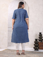 Thumbnail for Janasya Dark Cotton Geometric Straight Kurta
