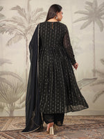 Thumbnail for Janasya Dark Georgette Foil Print Anarkali Kurta Set