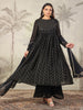 Janasya Dark Georgette Foil Print Anarkali Kurta Set - Distacart