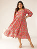 Janasya Bright Cotton Floral Flared Dress - Distacart