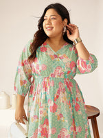 Thumbnail for Janasya Bright Cotton Floral A-Line Dress