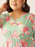 Thumbnail for Janasya Bright Cotton Floral A-Line Dress