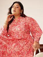 Thumbnail for Janasya Bright Cotton Floral A-Line Dress