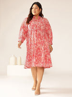 Thumbnail for Janasya Bright Cotton Floral A-Line Dress