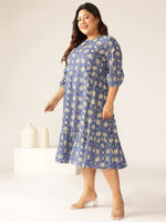 Thumbnail for Janasya Bright Cotton Floral Fit & Flare Dress