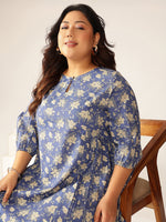 Thumbnail for Janasya Bright Cotton Floral Fit & Flare Dress
