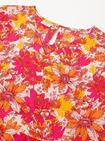 Thumbnail for Janasya Bright Cotton Floral A-Line Dress