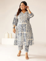 Thumbnail for Janasya Light Cotton Floral A-Line Kurta Set