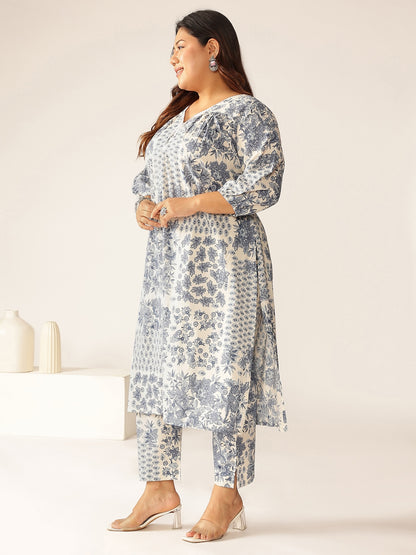 Janasya Light Cotton Floral A-Line Kurta Set - Distacart