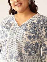 Thumbnail for Janasya Light Cotton Floral A-Line Kurta Set